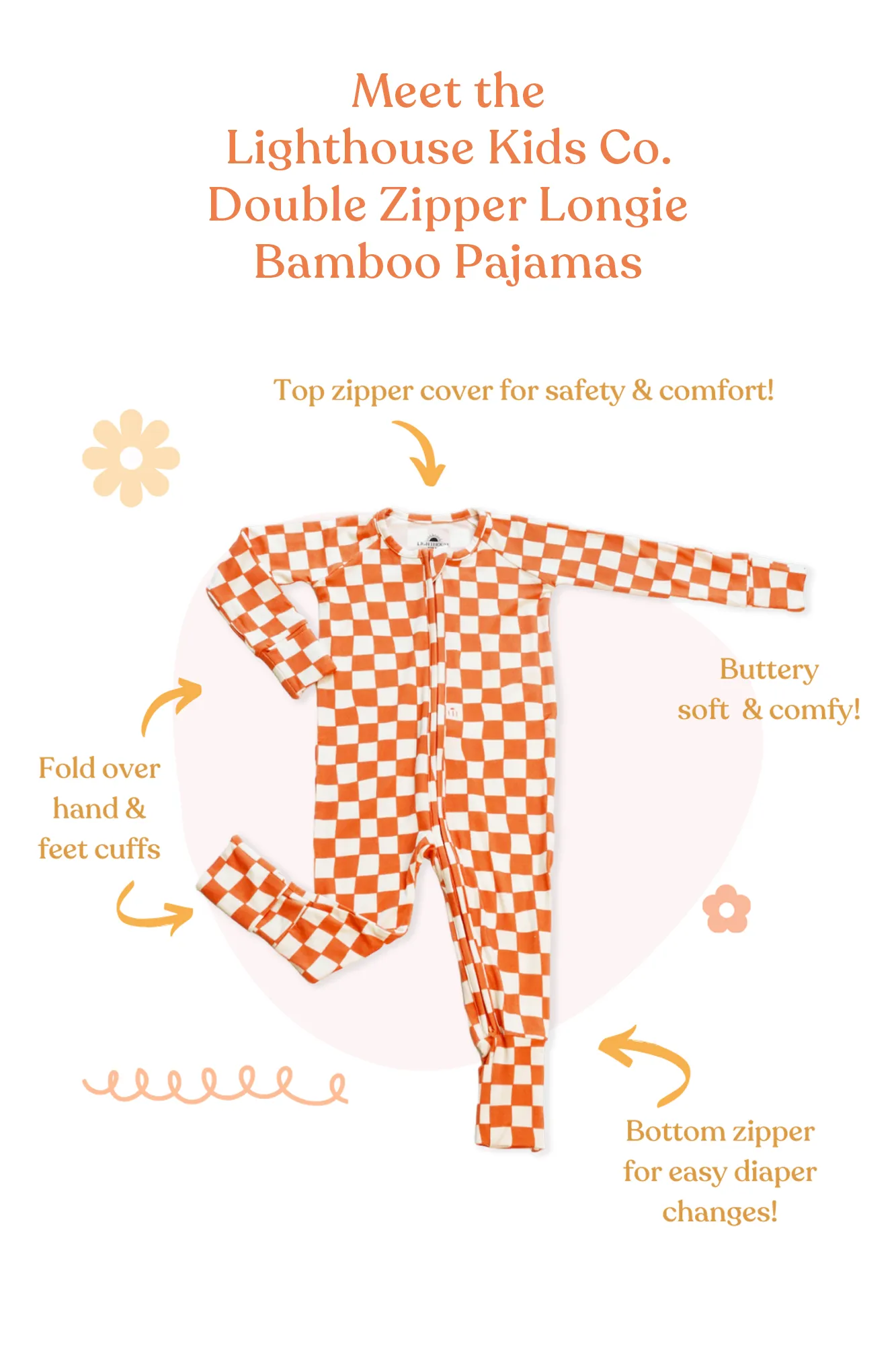 𝐒𝐀𝐋𝐄! 𝟓𝟎% 𝐎𝐅𝐅! Bamboo Baby Pajamas - Double Zipper - Longies - Checkers