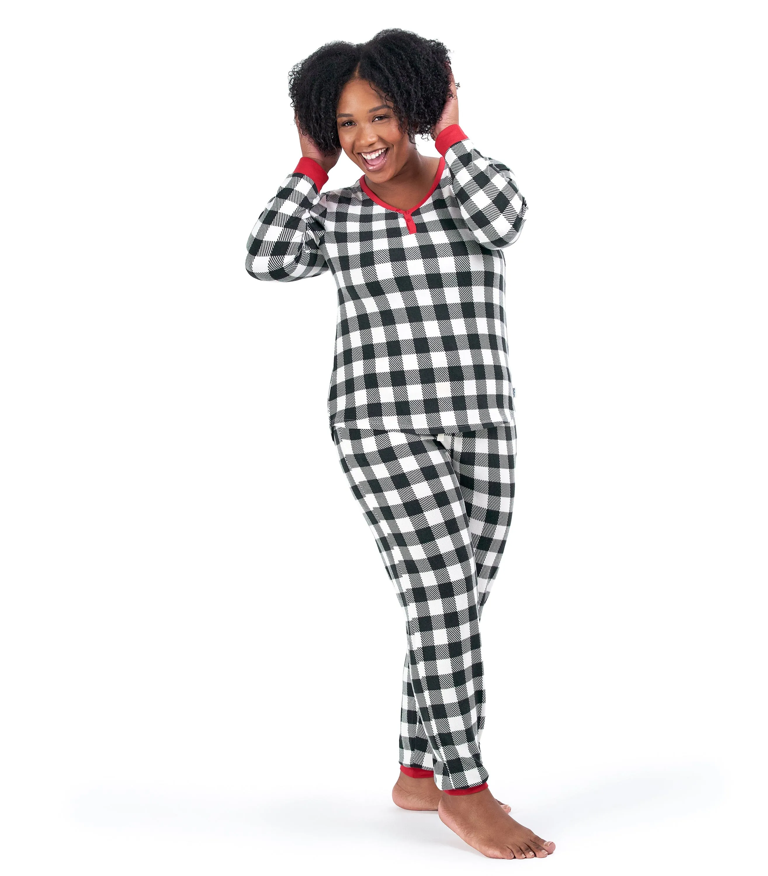 2-Piece Women's Buffalo Plaid Hacci Pajama Set