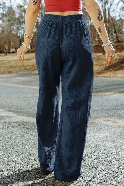 7 Comfy Texture Tied Wide Leg Pants