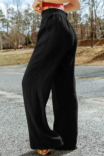 7 Comfy Texture Tied Wide Leg Pants