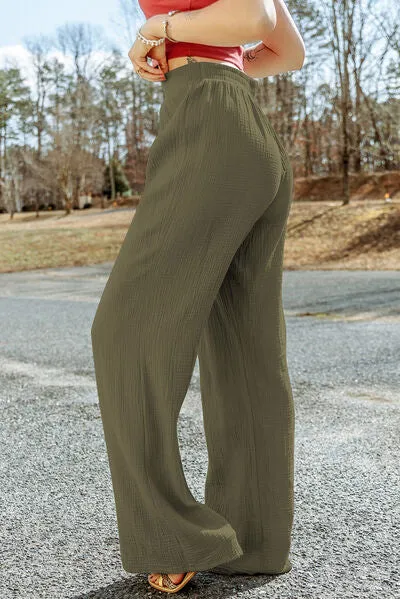 7 Comfy Texture Tied Wide Leg Pants