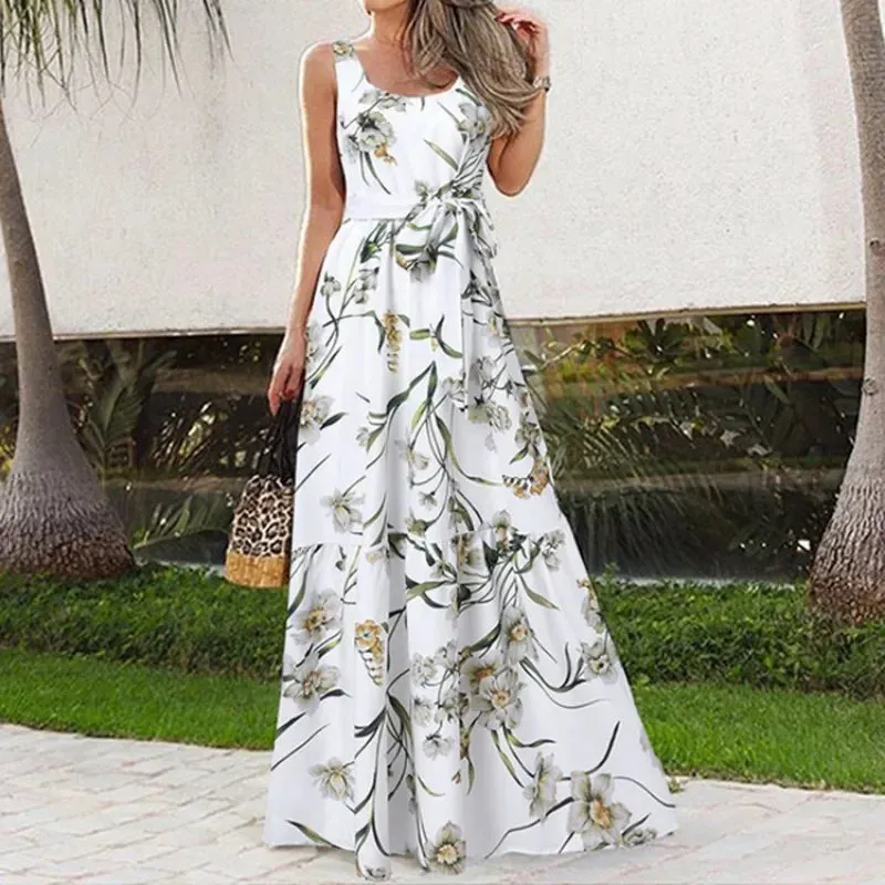 Audrina - Elegant Sleeveless Printed Long Dress for Women