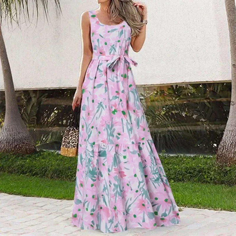 Audrina - Elegant Sleeveless Printed Long Dress for Women