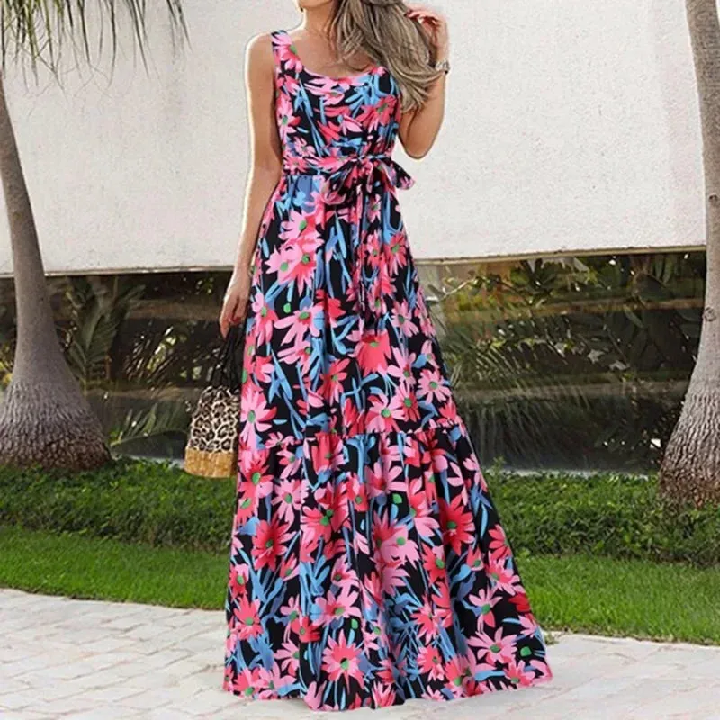 Audrina - Elegant Sleeveless Printed Long Dress for Women