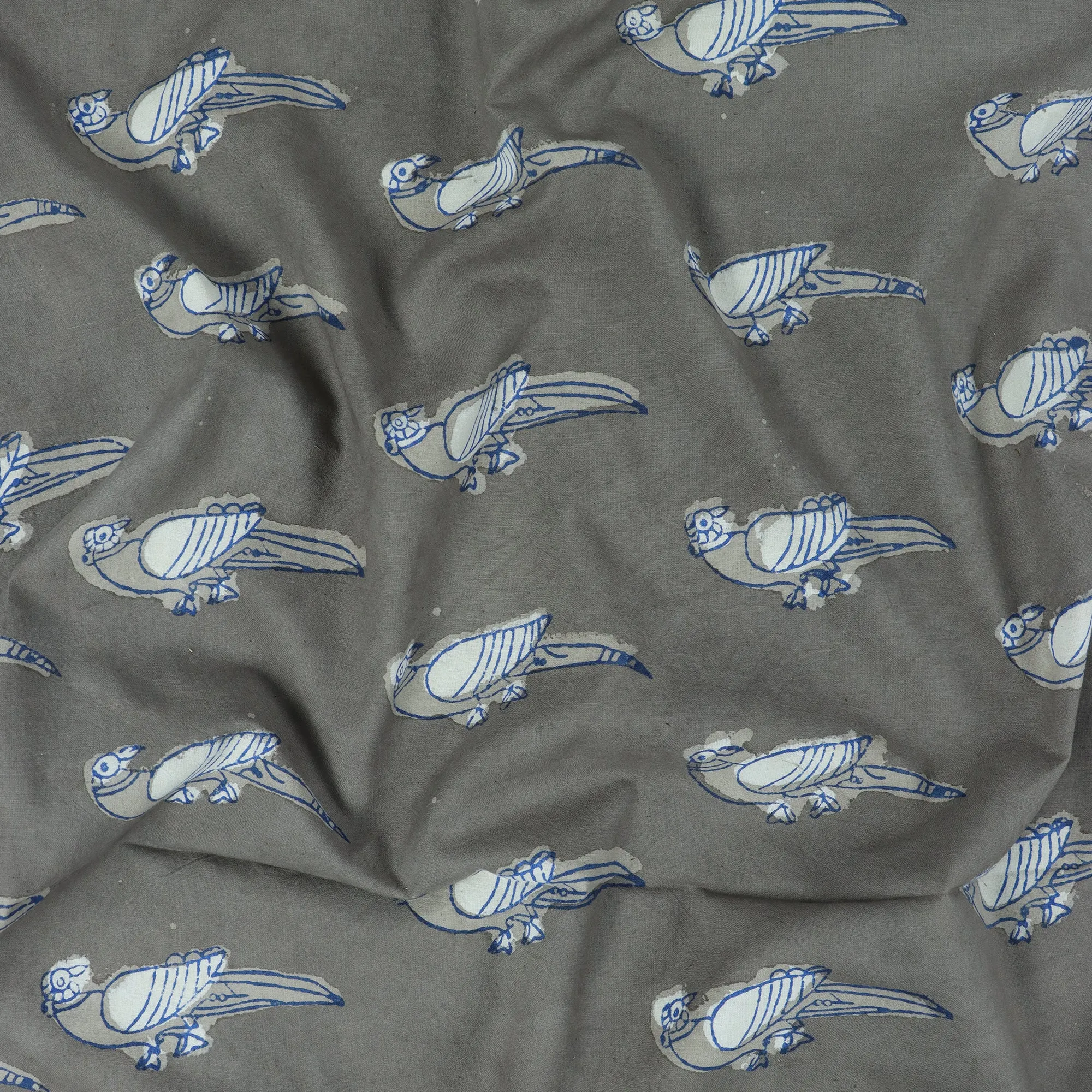 Block Bird Printed Voile Best Cotton Fabric