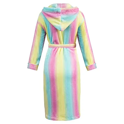 Burklett Womens Robe Winter Fleece Nightgown Hooded Robe Loungewear Sleepwear,Gradient Colour