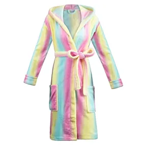 Burklett Womens Robe Winter Fleece Nightgown Hooded Robe Loungewear Sleepwear,Gradient Colour