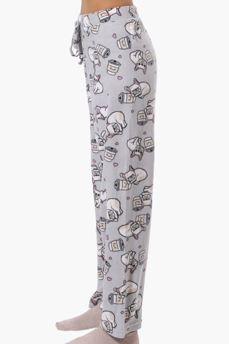 Canada Weather Gear Dog Pattern Wide Leg Pajama Pants - Grey