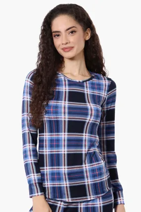 Canada Weather Gear Plaid Crewneck Pajama Top - Blue