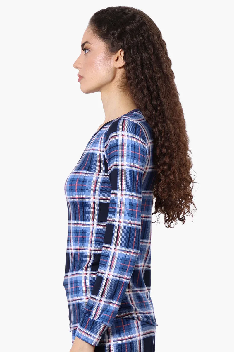 Canada Weather Gear Plaid Crewneck Pajama Top - Blue