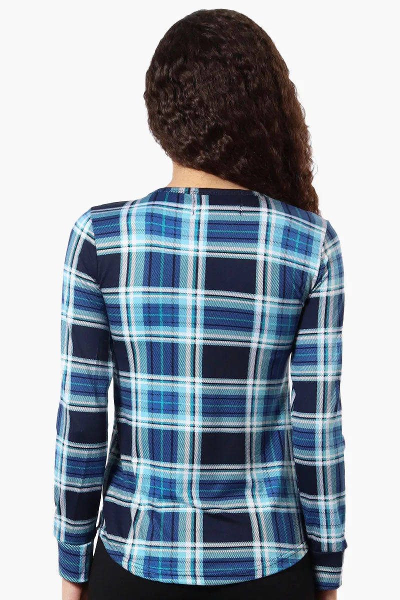 Canada Weather Gear Plaid Henley Pajama Top - Navy