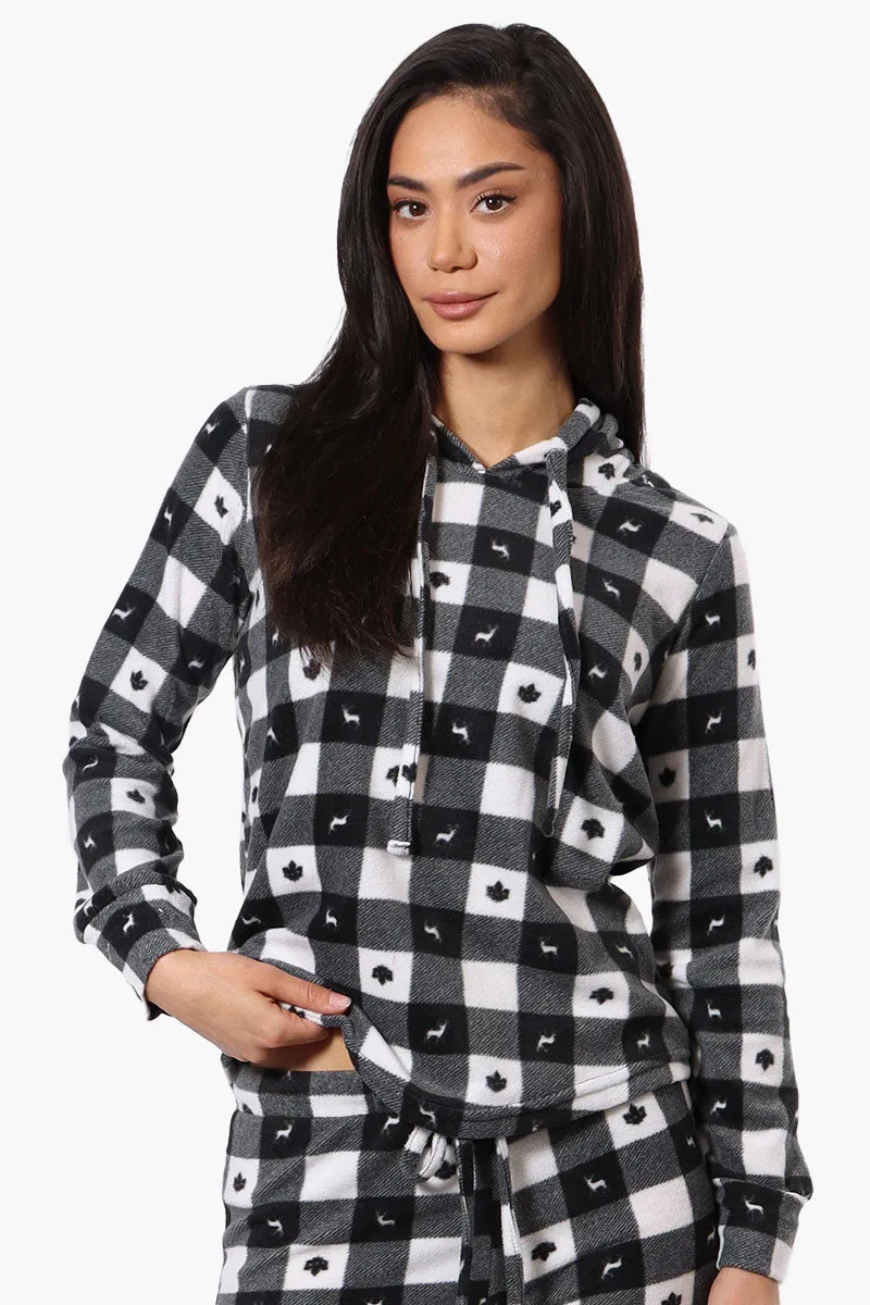 Canada Weather Gear Plaid Hooded Pajama Top - Black