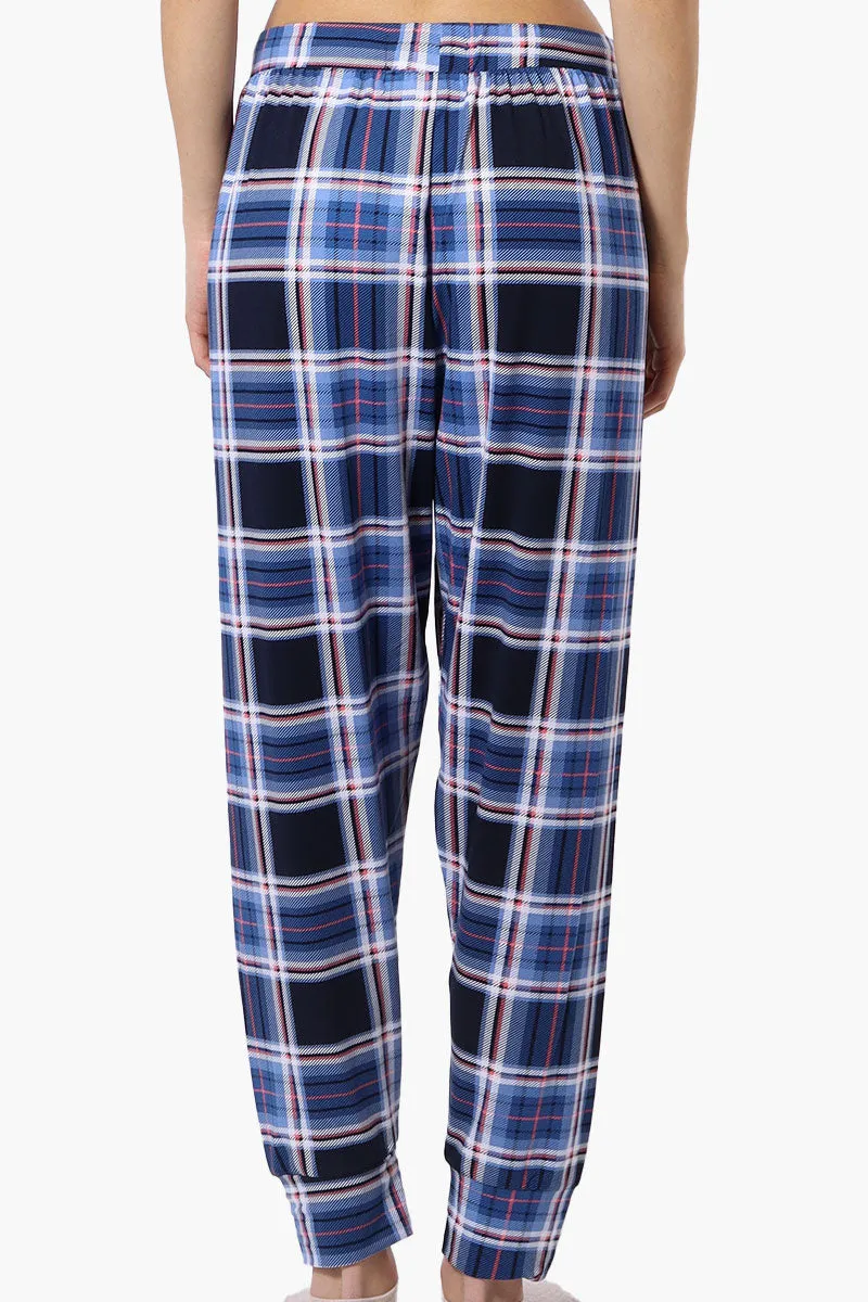 Canada Weather Gear Plaid Tie Waist Pajama Bottoms - Blue