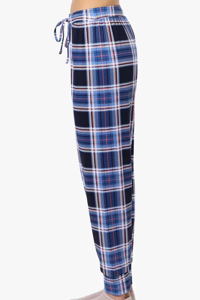 Canada Weather Gear Plaid Tie Waist Pajama Bottoms - Blue