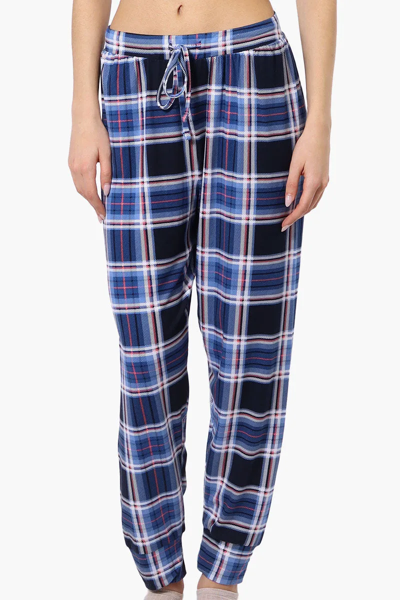 Canada Weather Gear Plaid Tie Waist Pajama Bottoms - Blue