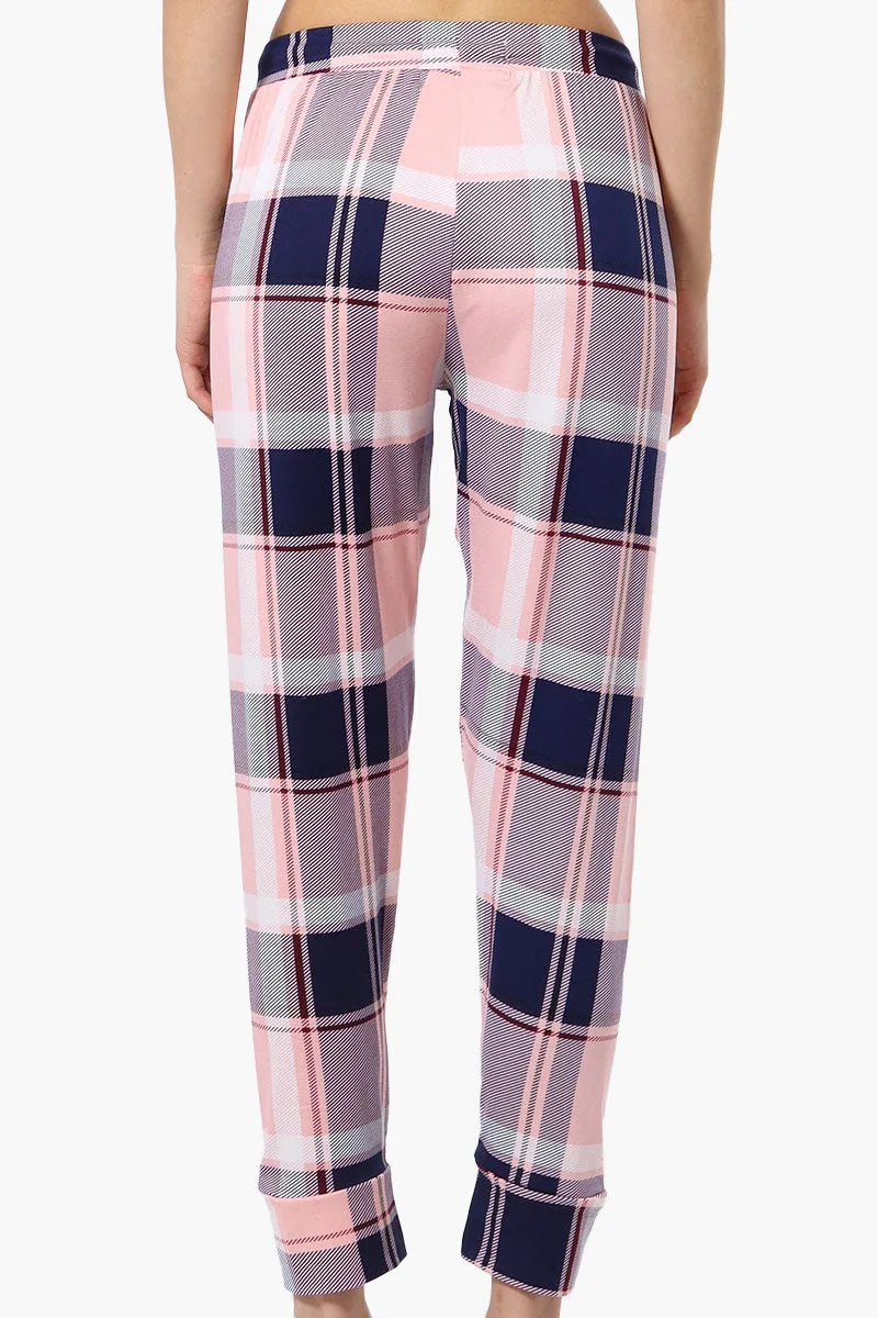 Canada Weather Gear Plaid Tie Waist Pajama Bottoms - Pink