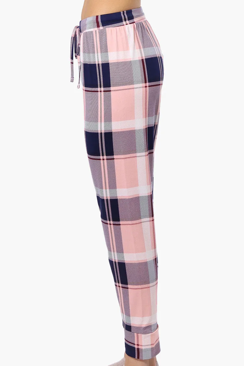 Canada Weather Gear Plaid Tie Waist Pajama Bottoms - Pink