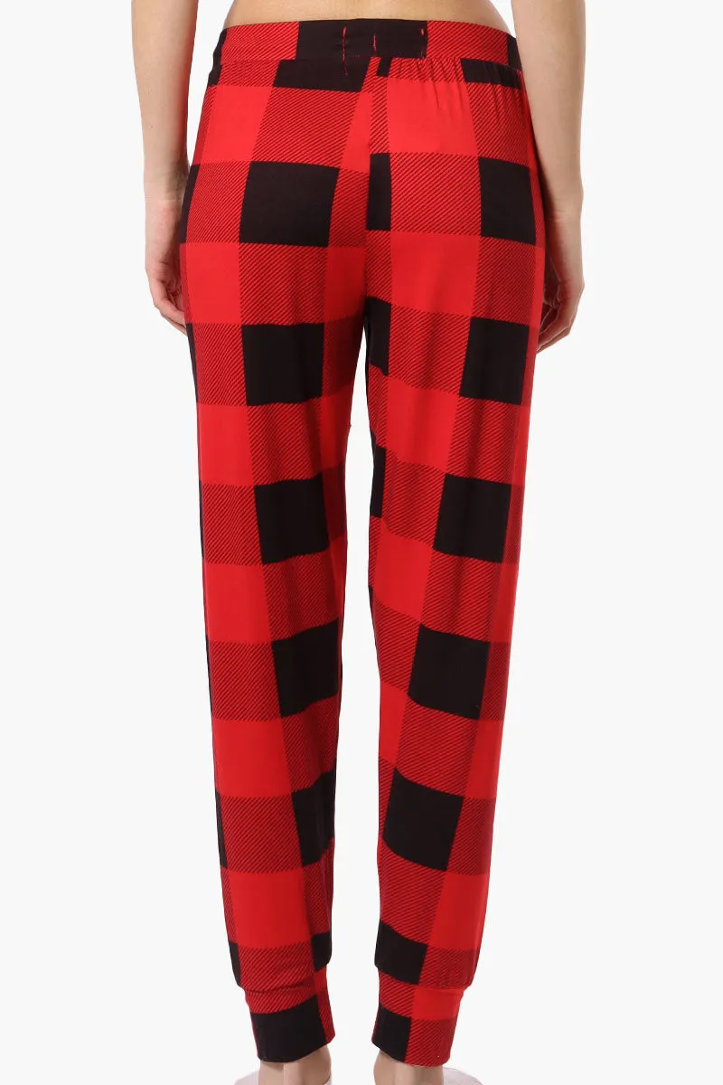 Canada Weather Gear Plaid Tie Waist Pajama Bottoms - Red