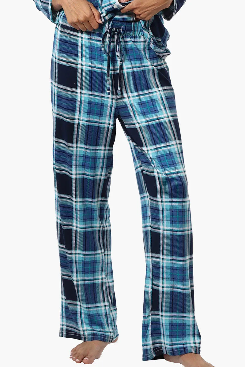 Canada Weather Gear Plaid Wide Leg Pajama Pants - Blue