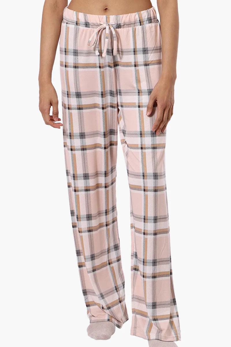 Canada Weather Gear Plaid Wide Leg Pajama Pants - Peach