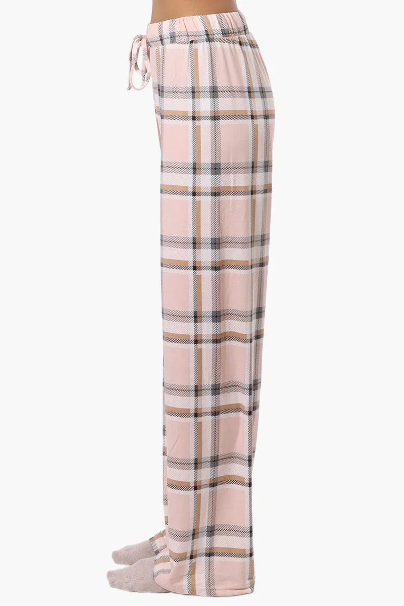 Canada Weather Gear Plaid Wide Leg Pajama Pants - Peach