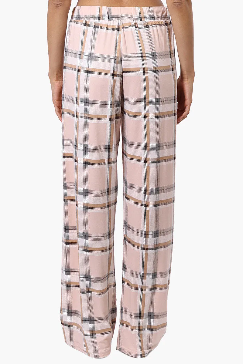 Canada Weather Gear Plaid Wide Leg Pajama Pants - Peach