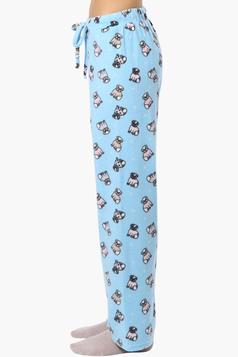 Canada Weather Gear Pug Pattern Wide Leg Pajama Bottoms - Blue