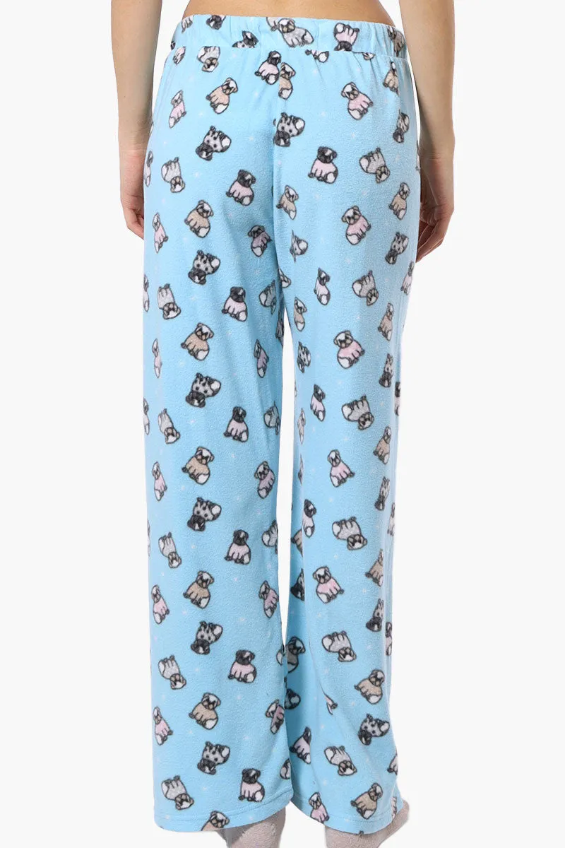 Canada Weather Gear Pug Pattern Wide Leg Pajama Bottoms - Blue