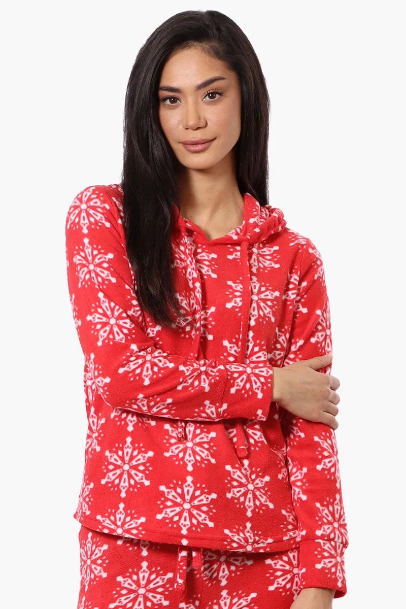 Canada Weather Gear Snowflake Pattern Hooded Pajama Top - Red