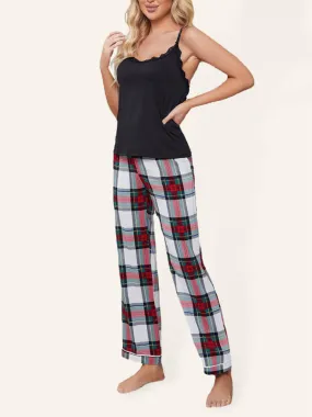 Comfy 2-Piece Plaid Pajamas Cami & Pants Sleep Set