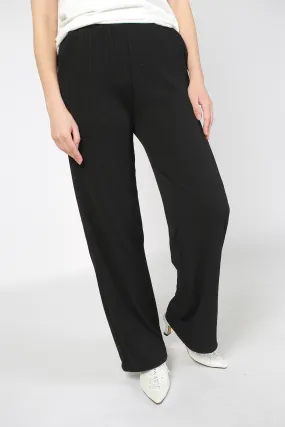 Comfy Ribbed Drape Pants Black