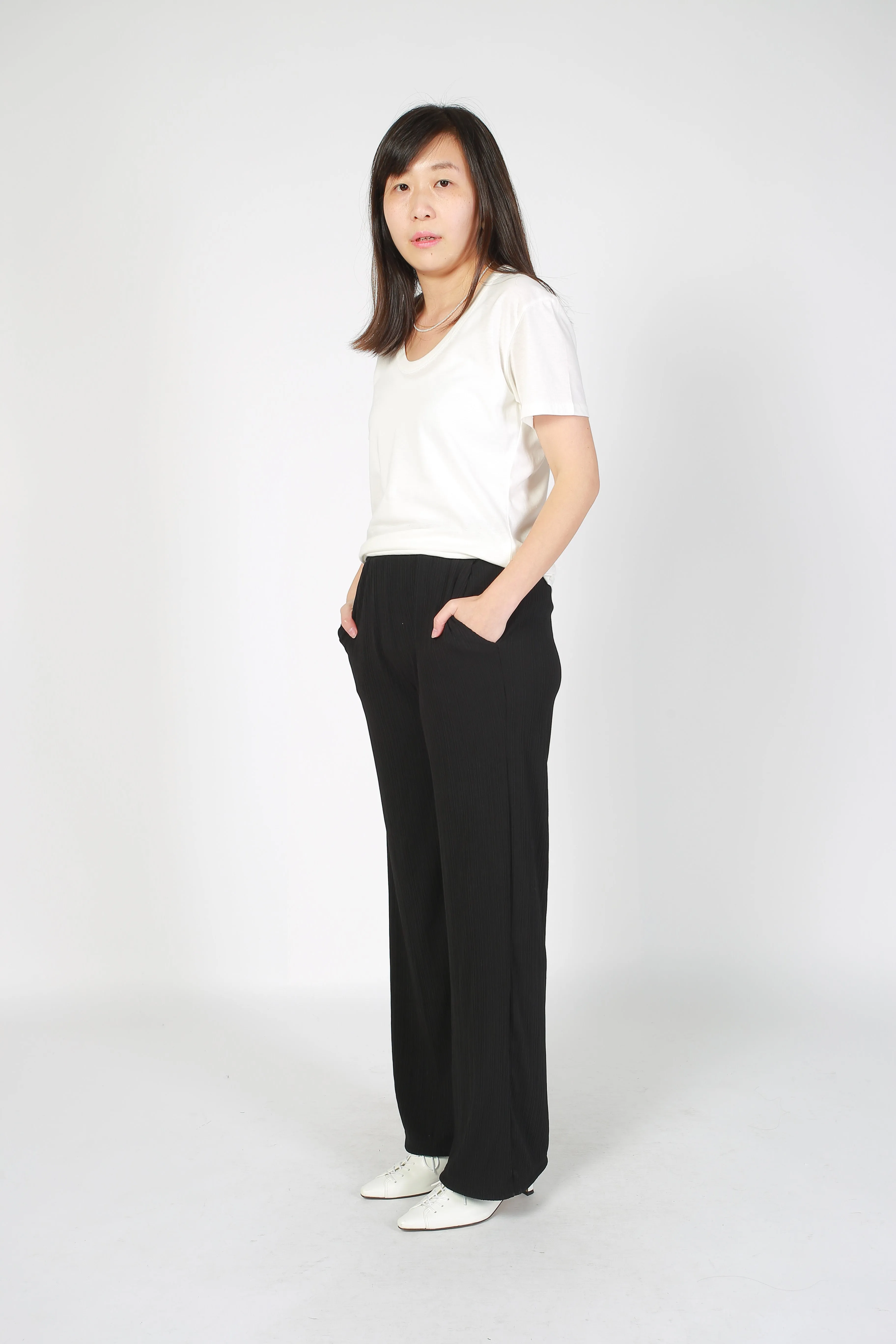 Comfy Ribbed Drape Pants Black