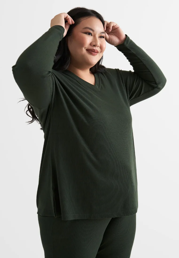 Corrine Comfy Ribbed V-Neck Top