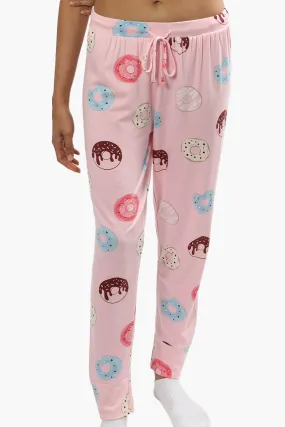 Cuddly Canuckies Donut Print Pajama Pants - Pink