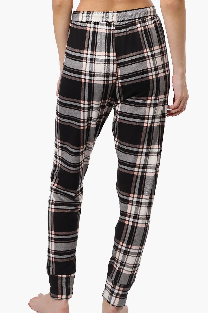 Cuddly Canuckies Plaid Jogger Pajama Pants - Black