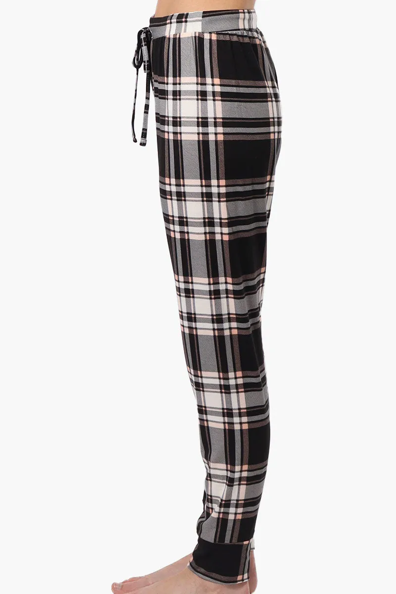 Cuddly Canuckies Plaid Jogger Pajama Pants - Black