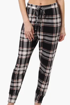 Cuddly Canuckies Plaid Jogger Pajama Pants - Black