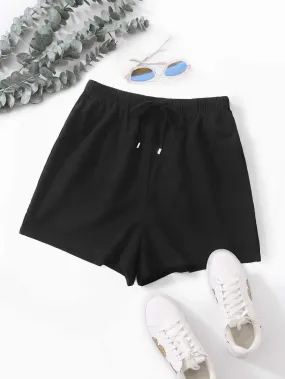 Drawstring Waist Wide Leg Shorts