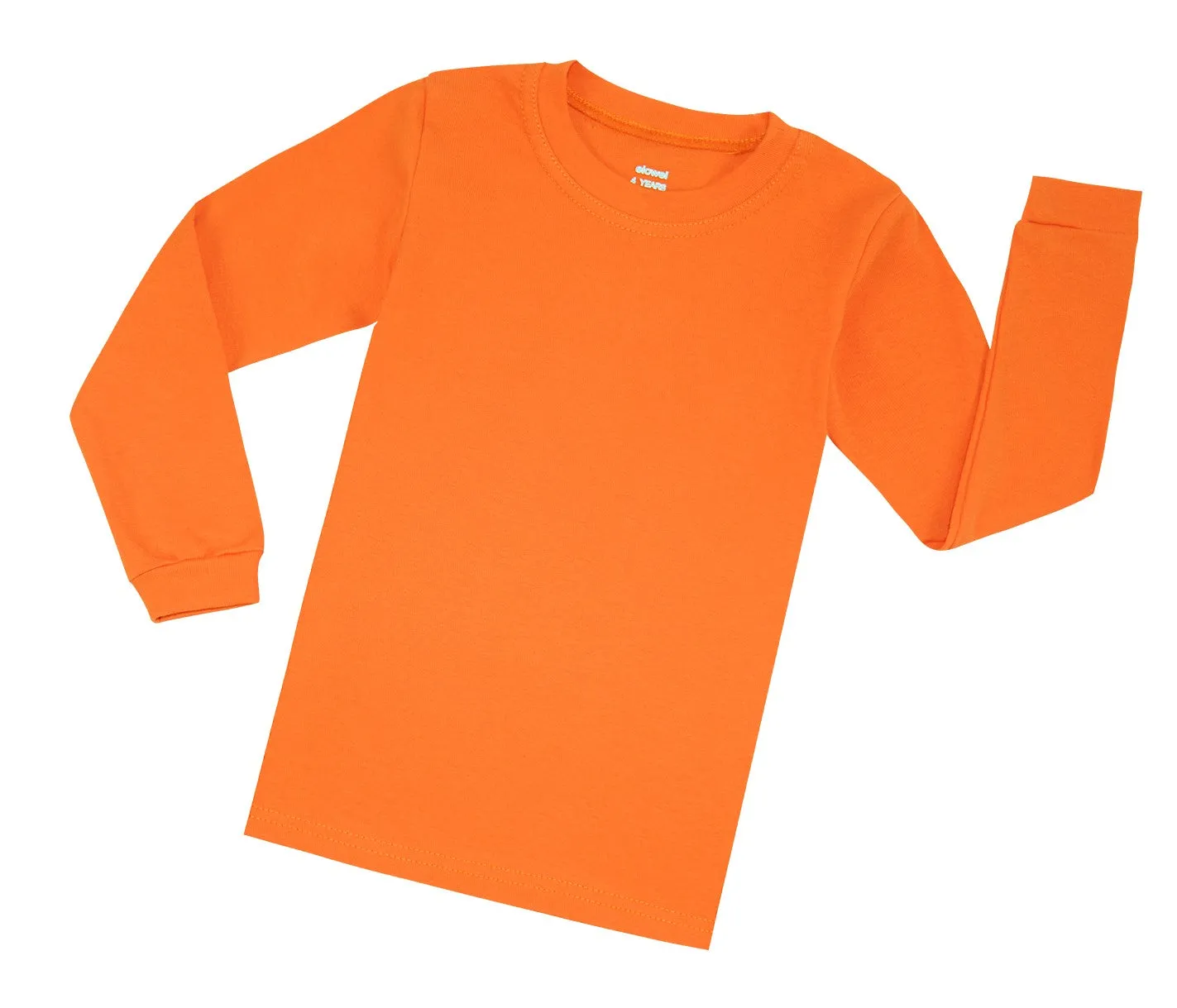 Elowel Boys Girls Orange Solid long shirts 2 Piece Pajama Set 100% Cotton (Size 2-12 Years)