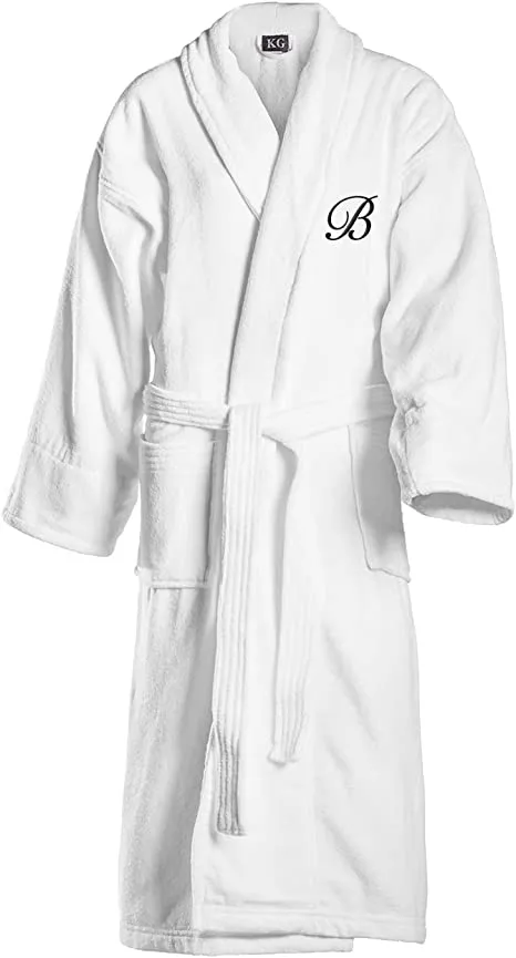 Kaufman - Personalized Initial,Monogram 100% Cotton,Soft,Plush,Absorbent,Velour,Hotel Shawl Collar Robe,One Size Fits Most