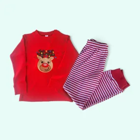 Kids Christmas Pajamas - Red and White baby Christmas pajamas -  Reindeer  Kids  Pajamas -  Christmas pajamas