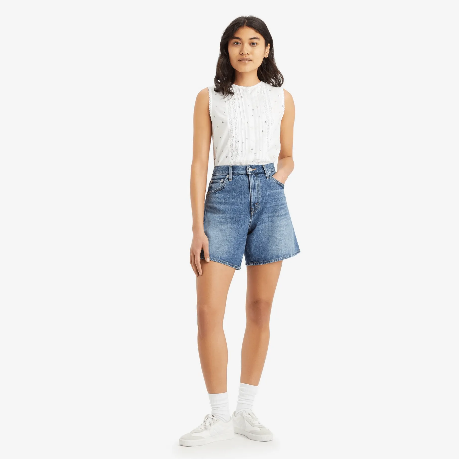 Levi's High-rise Baggy Denim Shorts In Blue