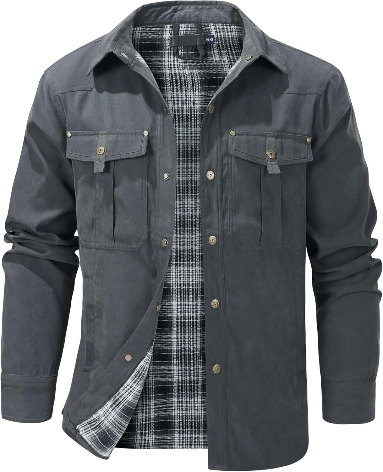 Lightweight Long Sleeved Snap Plaid Flannel Lined Shirts