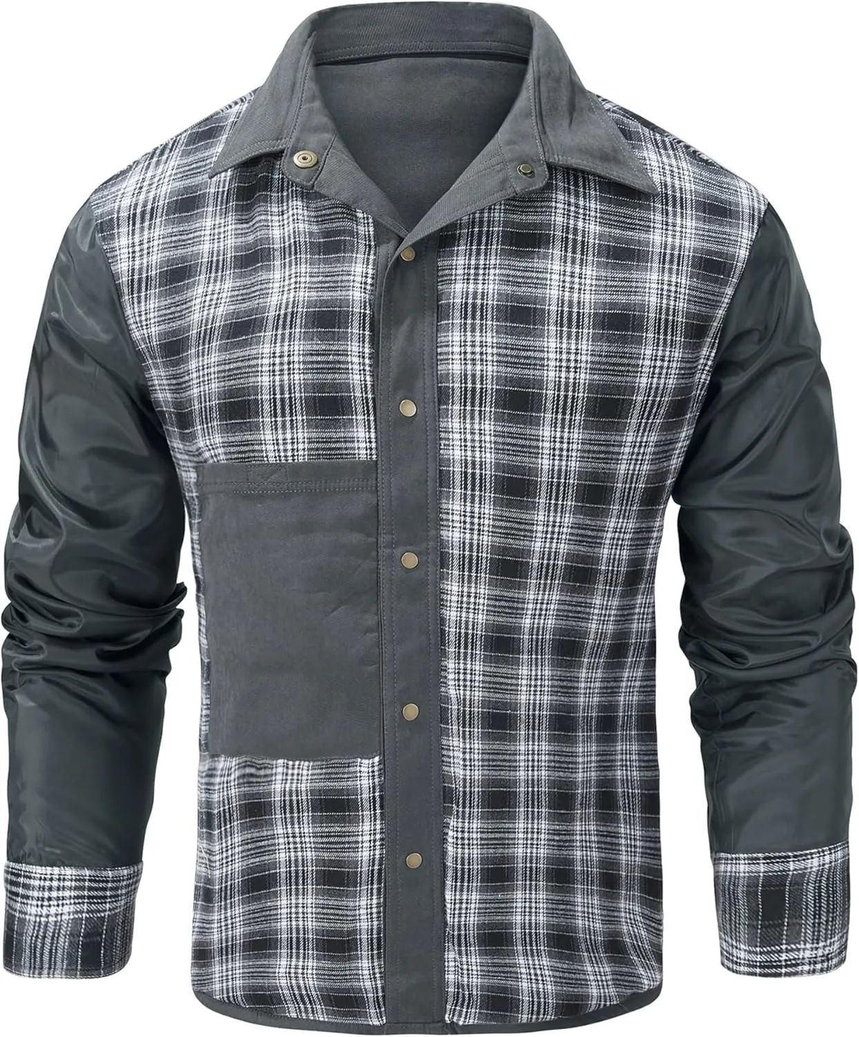 Lightweight Long Sleeved Snap Plaid Flannel Lined Shirts