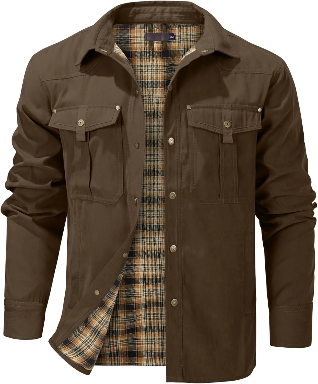 Lightweight Long Sleeved Snap Plaid Flannel Lined Shirts