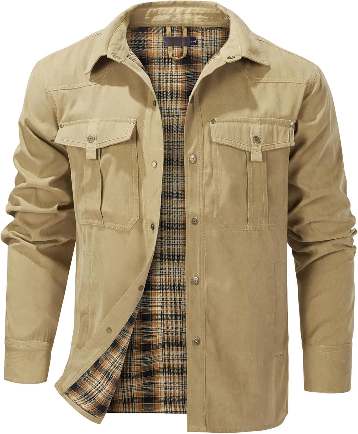 Lightweight Long Sleeved Snap Plaid Flannel Lined Shirts