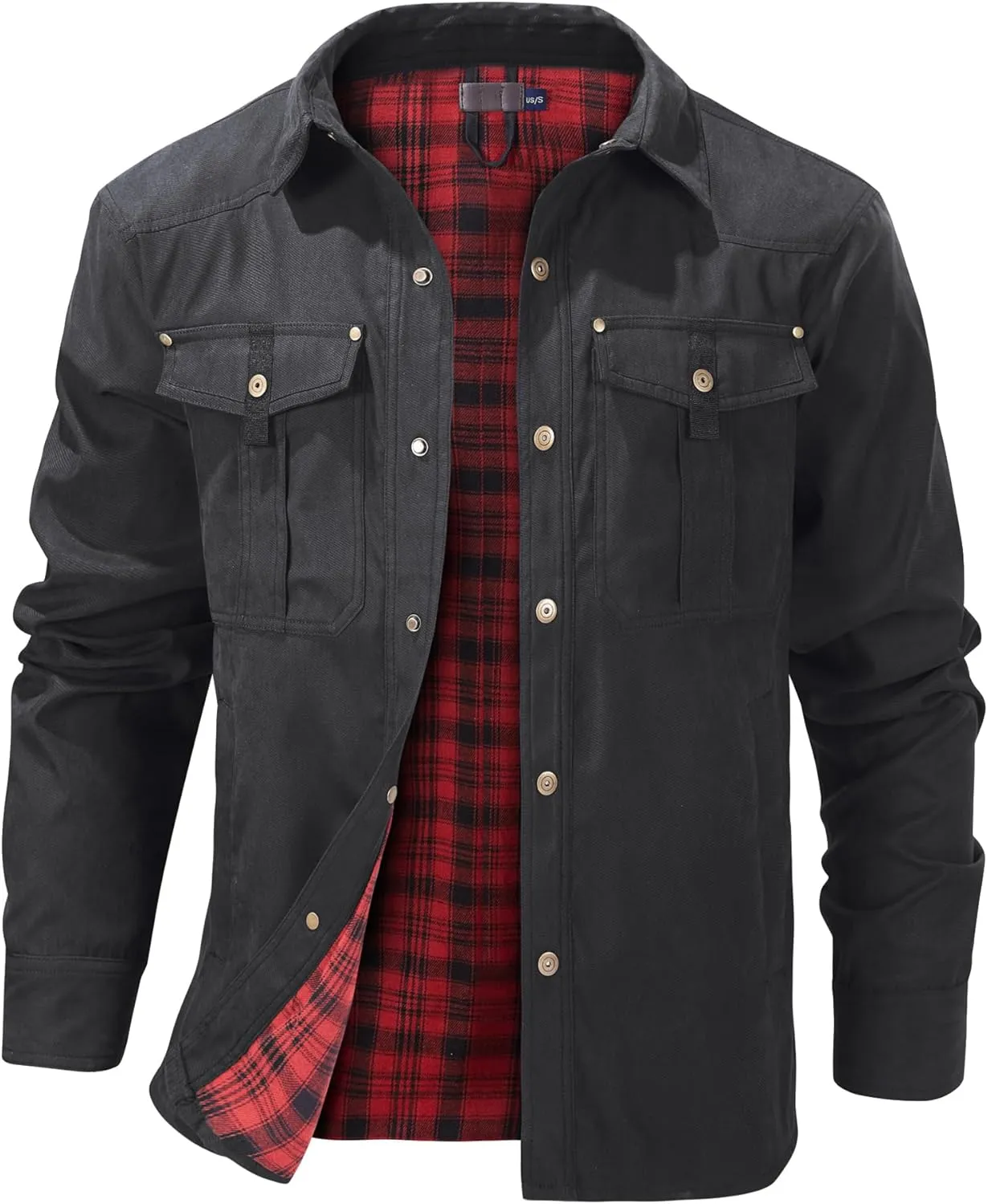 Lightweight Long Sleeved Snap Plaid Flannel Lined Shirts