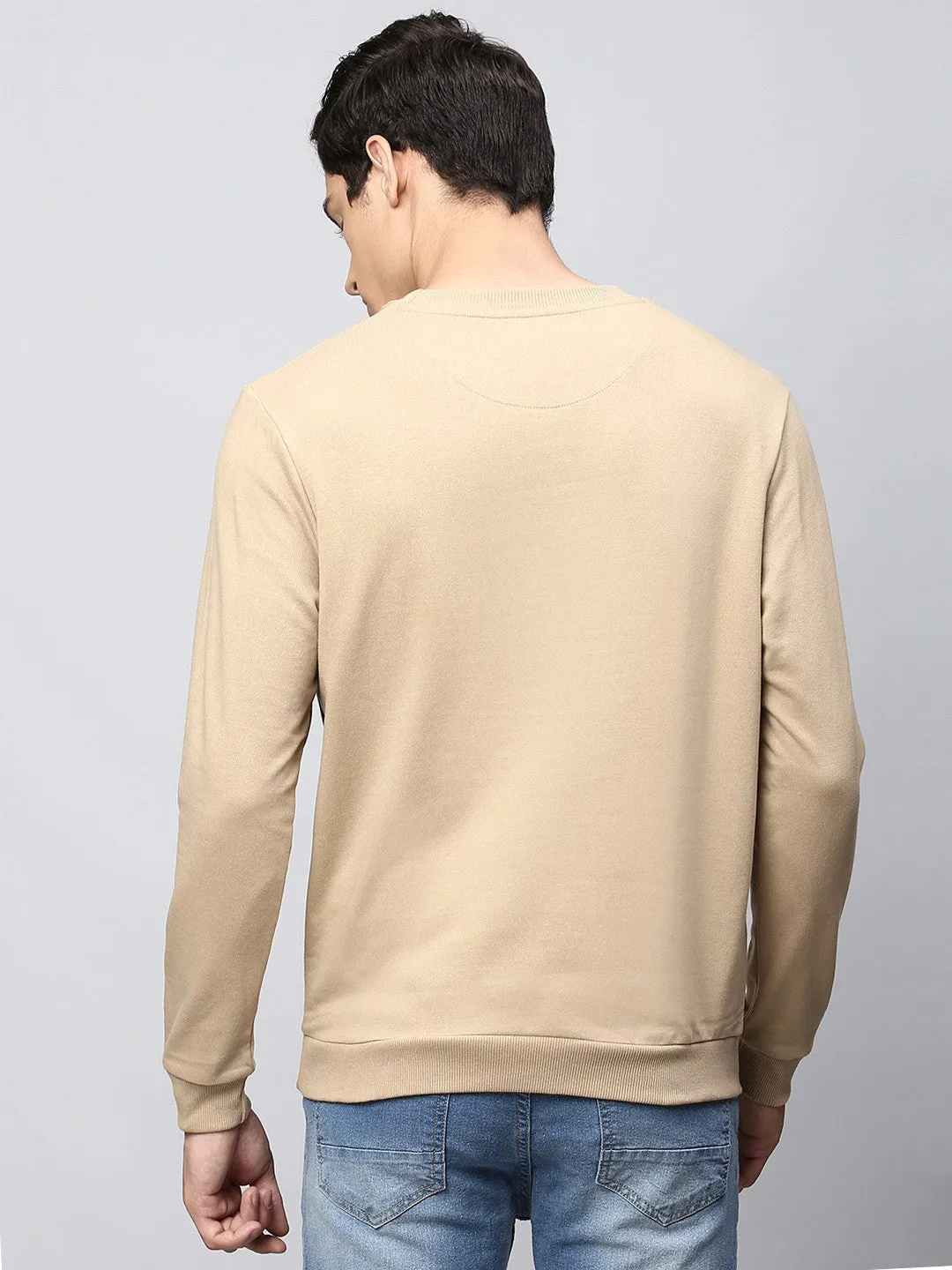 Mens Long-Sleeve Sweatshirt - Lightweight Casual Winterwear  (Khaki)