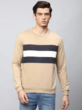 Mens Long-Sleeve Sweatshirt - Lightweight Casual Winterwear  (Khaki)