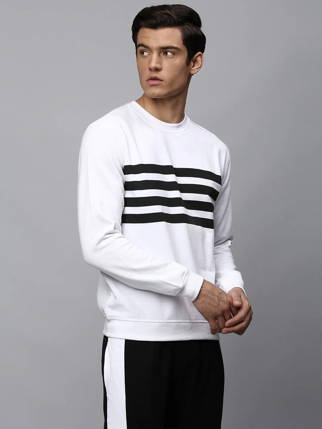 Mens Long-Sleeve Sweatshirt - Lightweight Casual Winterwear  (White)